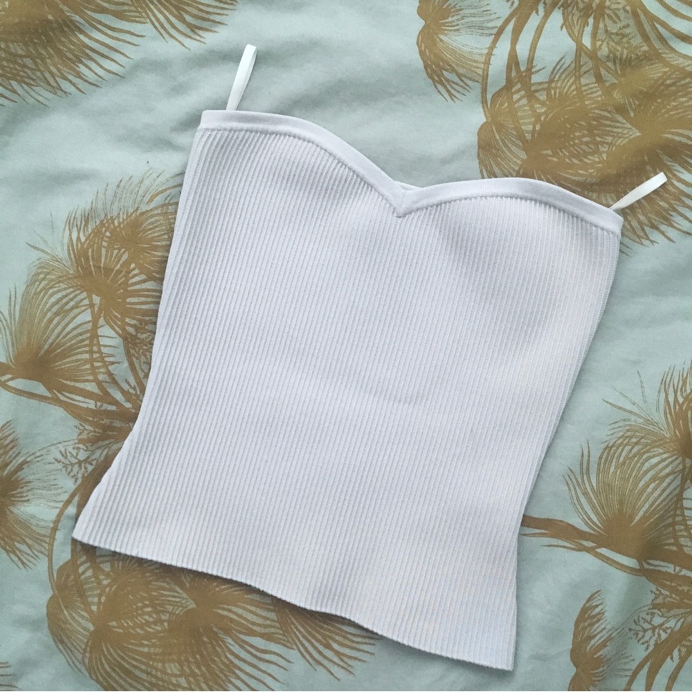 Babaton sculpt knit sweetheart tube top S LT BLUE